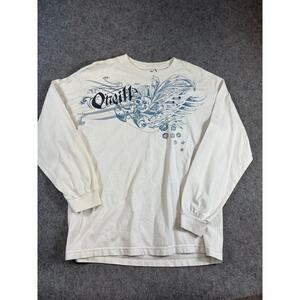 O'Neill Long Sleeve T Shirt Mens Large White Skull Wings Graphic Grunge Goth
